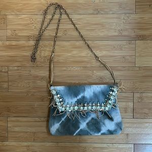 Boho clutch cross body chained purse